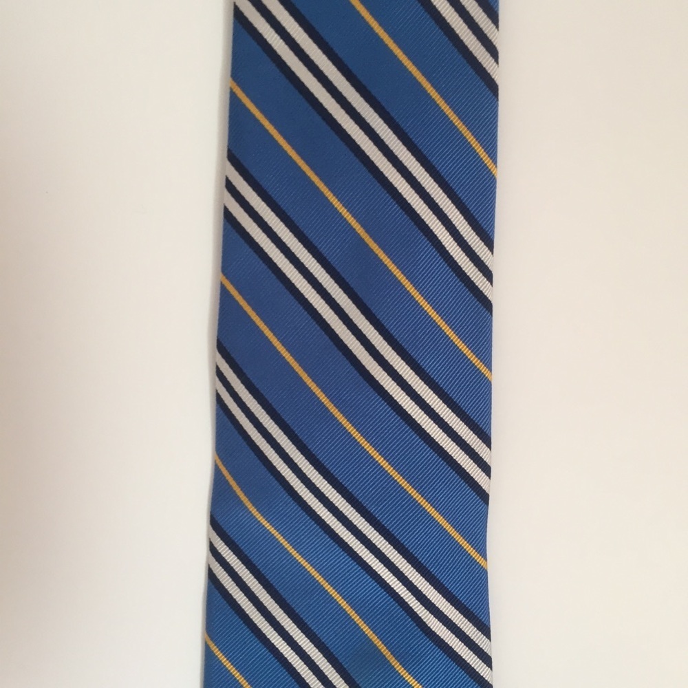 Bruno Piattelli Blue & Yellow Stripe 100%‎ Silk Tie